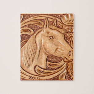 Puzzle cheval équestre rustique de l'ouest en cuir