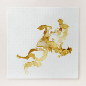 Puzzle Cheval et Cavalier Dorés Abstraits (Horizontal)