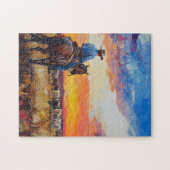 Puzzle Cheval et cavalier Vérifier le troupeau au coucher (Horizontal)