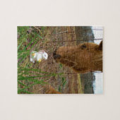 Puzzle cheval et fleur de printemps Bunny (Horizontal)