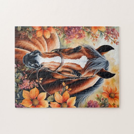 Puzzle Cheval Et Fleurs (Horizontal)