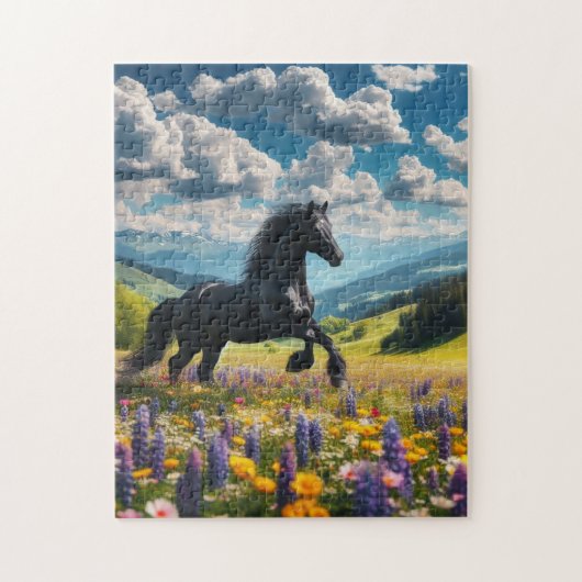 Puzzle Cheval floral/printemps/étalon (Vertical)