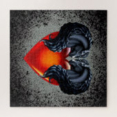 Puzzle Cheval friésien/étalon frison noir/coeur/argent (Horizontal)
