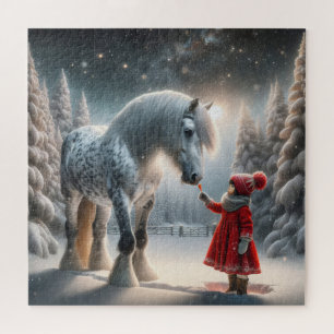 Puzzle Cheval gris Dappy d'hiver