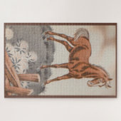 Puzzle cheval heureux en brun (Horizontal)