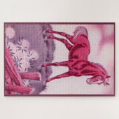 Puzzle cheval heureux en rose (Horizontal)