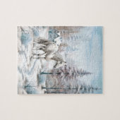 Puzzle Cheval hiver scène neige forêt Noël (Horizontal)