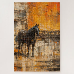 Puzzle Cheval Majestic au coucher du soleil Abstrait
