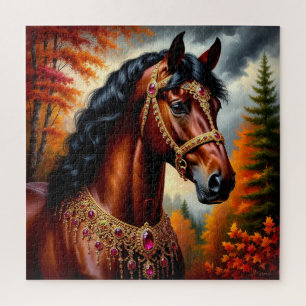 Puzzle Cheval majestueux avec un harnais orné d'or