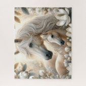 Puzzle Cheval Mama Blanc Avec Magnolia (Vertical)