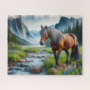 Puzzle Cheval Mustang aquarelle 