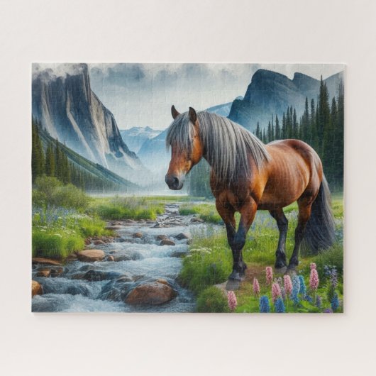 Puzzle Cheval Mustang aquarelle (Horizontal)