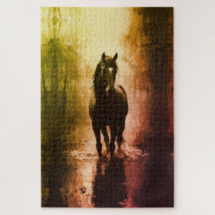 Puzzle Cheval Noir Mystique – Équitation Fantasy Sombre