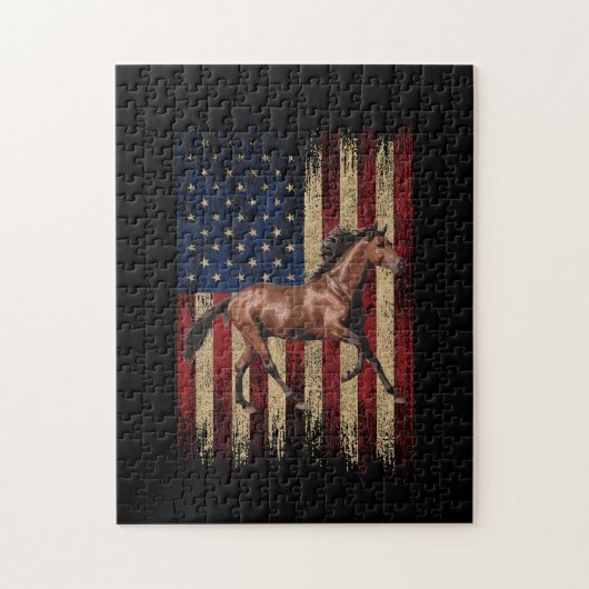 Puzzle Cheval patriotique Drapeau américain équitation (Vertical)