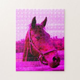 Puzzle Cheval Rose Moderne Photo Art Son Douce Amusement
