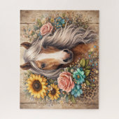 Puzzle Cheval Rustique Avec Fleurs (Vertical)