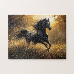 Puzzle Cheval sauvage Stallion noir Mustang