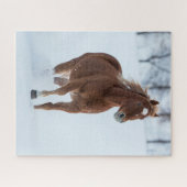 Puzzle Cheval simple courant dans la neige (Horizontal)