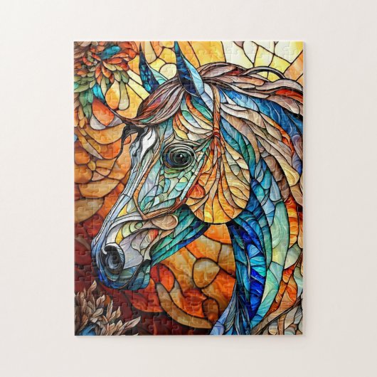 Puzzle Cheval vibrant en verre coloré 25 (Vertical)