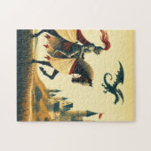 Puzzle Chevalier médiéval/dragon/château fantastique (Horizontal)