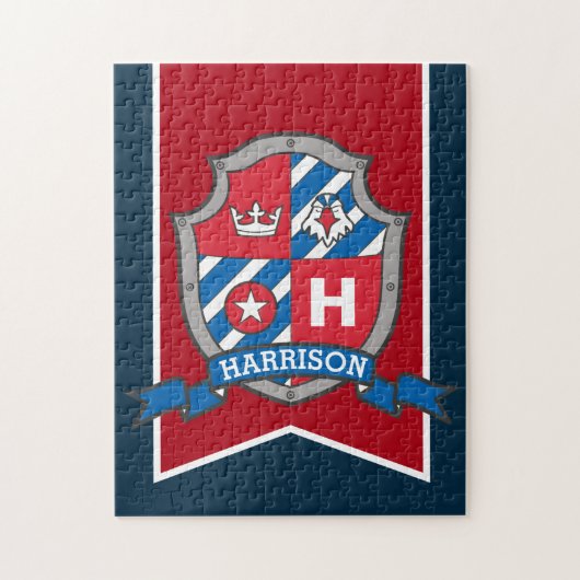 Puzzle Chevalier princier crête aigle personnalisé rouge  (Vertical)