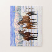 Puzzle Chevaux Appaloosa De Baie Brown En Neige (Vertical)