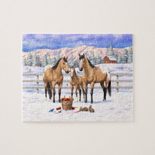 Puzzle Chevaux Appaloosa En Peau De Bouche En Neige (Horizontal)