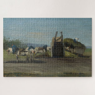 Puzzle Chevaux blancs et chariots (1862) de Camille Pissa