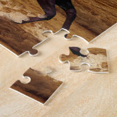 Puzzle Chevaux courant au coucher du soleil sur l'océan (Côté)