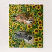 Puzzle Chevaux dans Smudge Art Sunflower Field (Vertical)