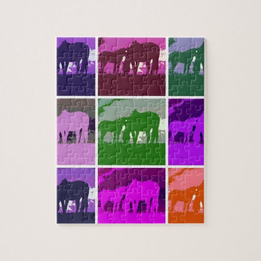 Puzzle Chevaux d'art pop multicolore (Vertical)