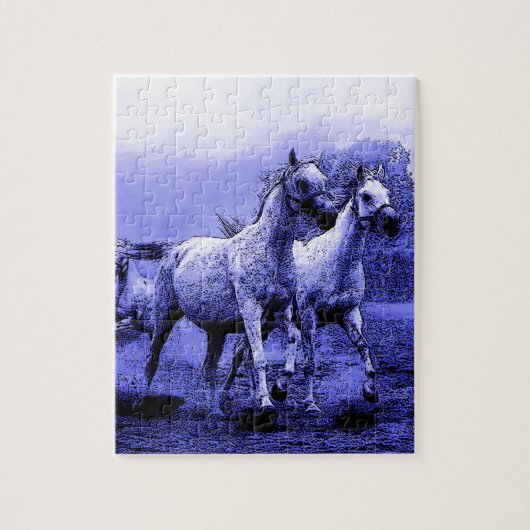 Puzzle Chevaux de course et Lune Bleue (Vertical)