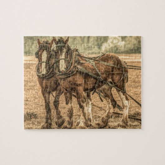 Puzzle Chevaux de ferme primitifs de l'Ouest (Horizontal)