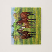 Puzzle Chevaux Du Quartier De La Baie Brown Dans Les Pâtu (Vertical)