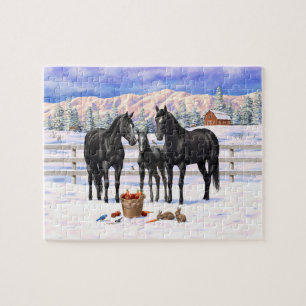 Puzzle Chevaux Du Quartier Noir En Neige
