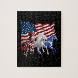 Puzzle Chevaux États-Unis Drapeau américain Cheval