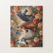 Puzzle Chevaux Roses Vintage (Vertical)