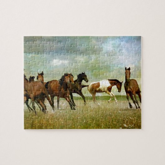 Puzzle Chevaux sauvages - Art créatif Vintage (Horizontal)
