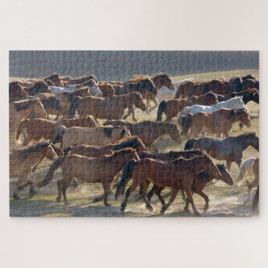 Puzzle Chevaux sur le ranch, Mongolie Intérieure, Chine (Horizontal)
