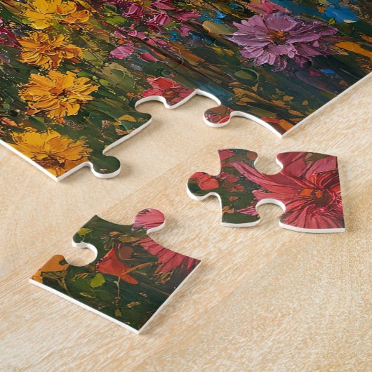 Puzzle Chèvre dans un champ Fleur sauvage peinture (Côté)