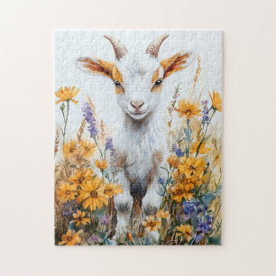 Puzzle Chèvre de printemps Kid Jaune Fleurs sauvages