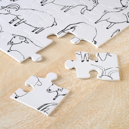 Puzzle Chèvres jouant - transparent (choisissez vos (Côté)