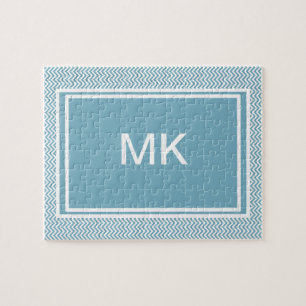 Puzzle Chevron bleu avec le monogramme