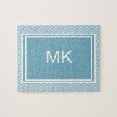 Puzzle Chevron bleu avec Monogramme (Horizontal)