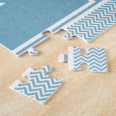 Puzzle Chevron bleu avec Monogramme (Côté)