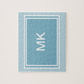 Puzzle Chevron bleu avec Monogramme (Vertical)