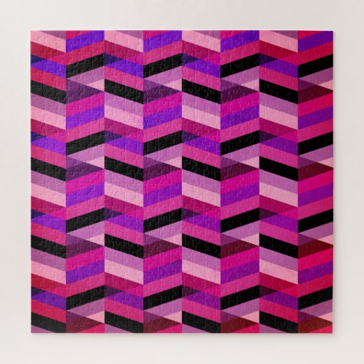 Puzzle Chevron/Herringbone abstrait | Violets et Violet (Vertical)