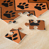 Puzzle Chevron Orange Brown Avec Motif Paw Chien (Côté)