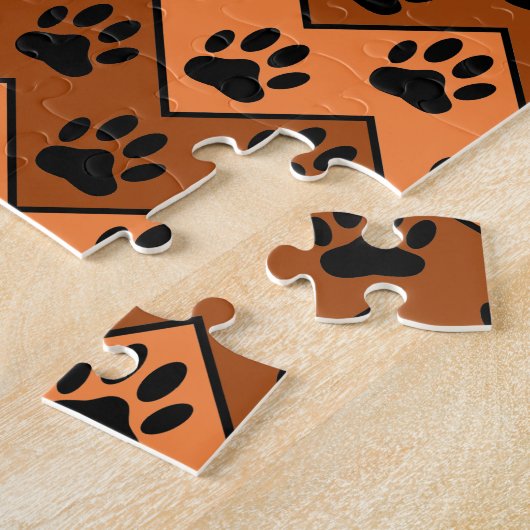 Puzzle Chevron Orange Brown Avec Motif Paw Chien (Côté)