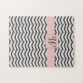 Puzzle Chevron Rose Blush Noir et Blanc (Horizontal)